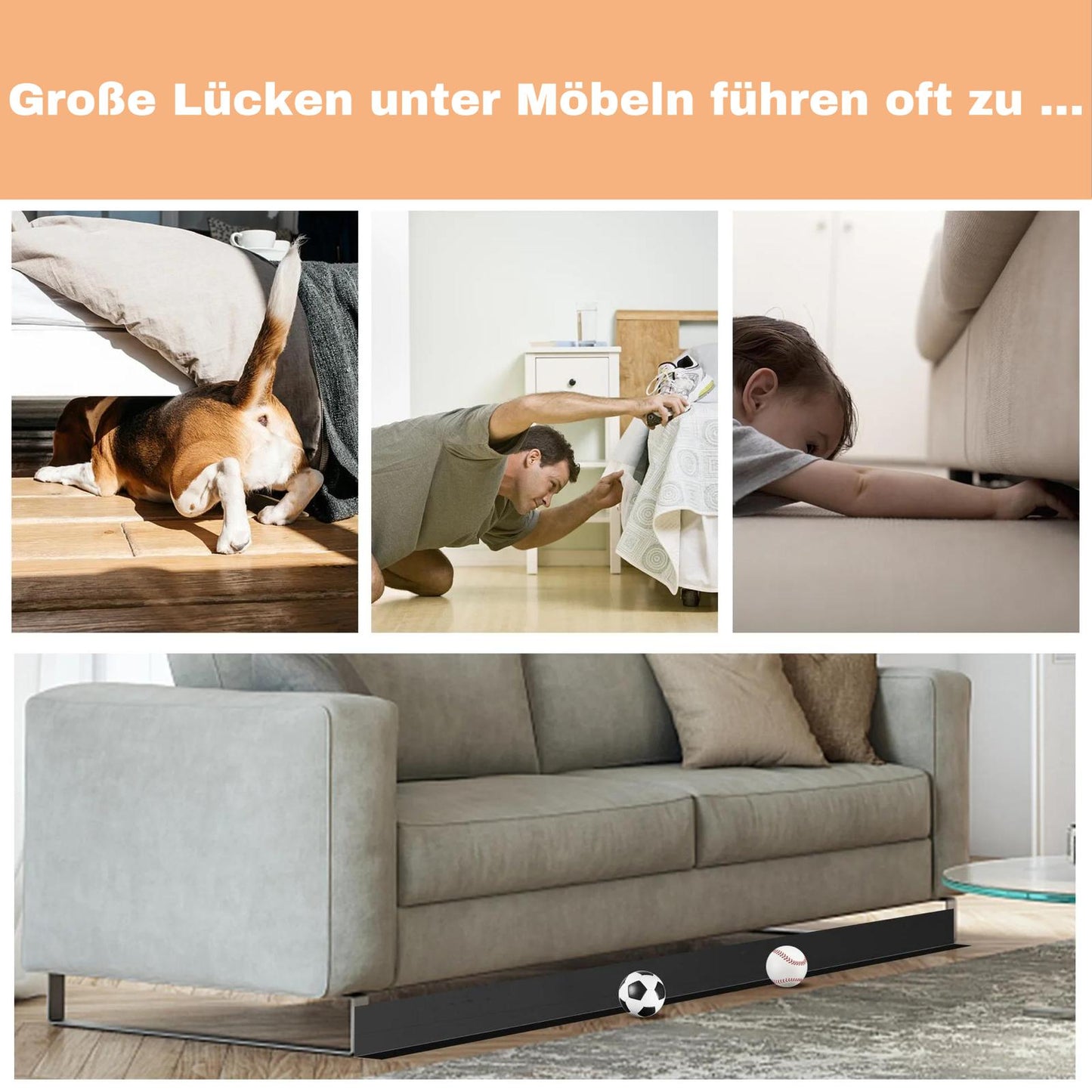 Blocker Guard - Nie wieder Spielzeuge und pelzigen Freunde unter dem Sofa!